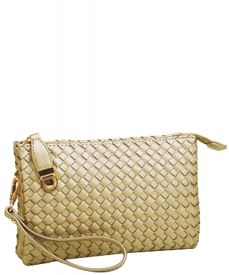 Fashion Woven Clutch Crossbody Bag WU112 GOLD